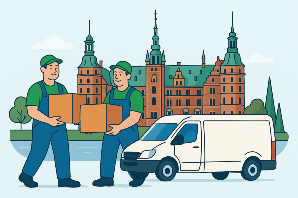 Umzugshelfer trägt Kartons in Kopenhagen – günstige und sichere Umzüge nach Dänemark