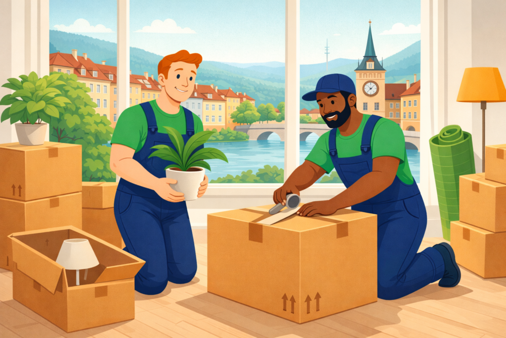 Umzugshelfer München verpacken Möbel fachgerecht in Wohnung