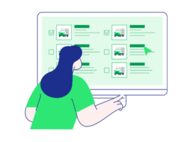 Person nutzt einen Computer, um verschiedene Umzugsunternehmen online zu vergleichen. Darstellung eines digitalen Umzugspreisvergleichs mit transparenten Angeboten.
