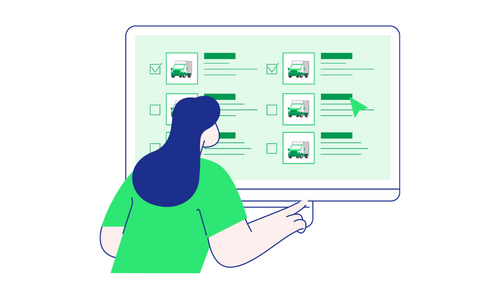 Person nutzt einen Computer, um verschiedene Umzugsunternehmen online zu vergleichen. Darstellung eines digitalen Umzugspreisvergleichs mit transparenten Angeboten.