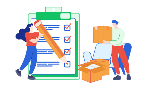 Illustration einer Umzug-Checkliste Umzug beantragen Jobcenter.