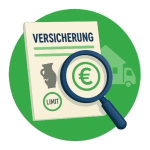 Insurance document under a magnifying glass – emphasizing the importance of checking coverage and hidden costs when planning Umzugskosten