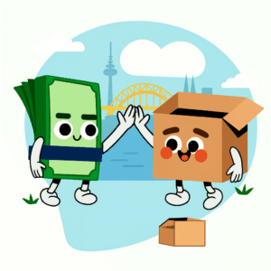 Geld und Umzugskarton geben High-Five, Umzugskosten 2025